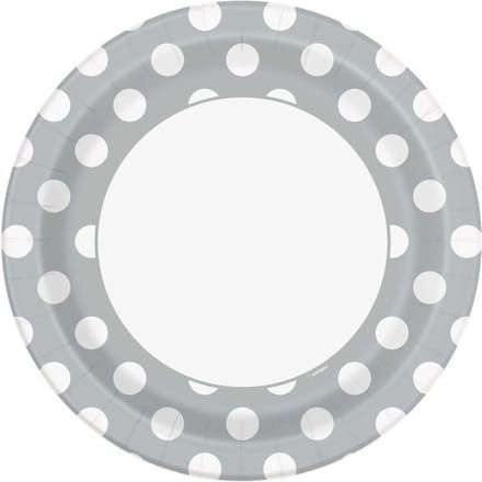 Bordjes Zilver met Stippen - 8 stuks