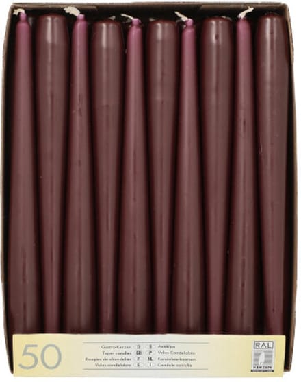 50 Kandelaarkaarsen Ø 2,2 cm · 25 cm rood
