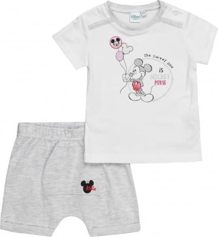 Disney Mickey Mouse zomer set - 2-delig - wit/grijs - maat 86 (24 maanden)
