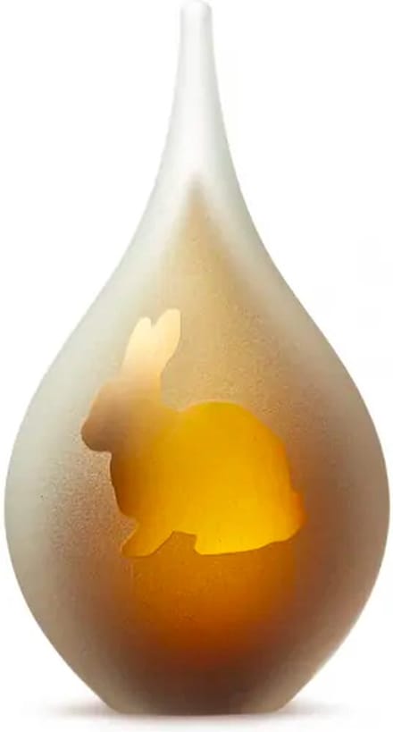 Urnencenter© - Druppel Mini Urn Konijn zittend Frosted Cognac