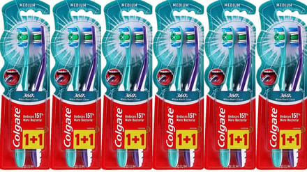 Colgate tandenborstel / 360 Advanced Medium - 6 Dubbelpakken 1+1