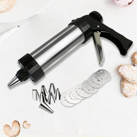 Ensemble de pistolet de décoration de crème de gâteau en acier inoxydable, Machine de fabrication de biscuits, moule de buse, outil de cuisson de cuisine noir