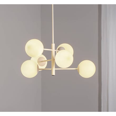 Domiluce Aurora hanglamp, wit, Ø 60 cm, 6-lamps, glas, E14
