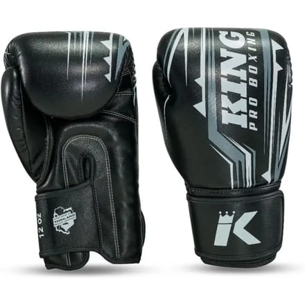 King Pro Boxing Bokshandschoenen - Spartan 1 - Microvezel - Zwart / Grijs 12 oz