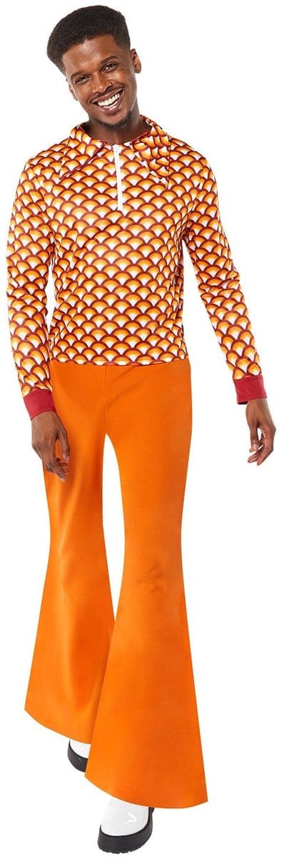 70's Hippiekostuum Heren Oranje - Maat M