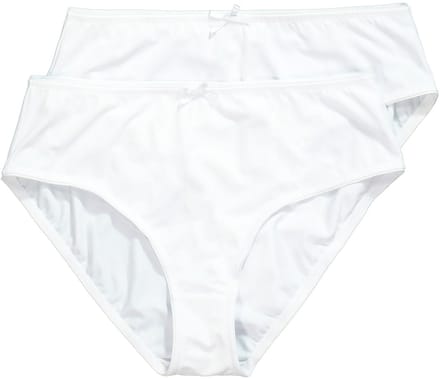 Ulla Popken - Dames - Slips set van 2 microvezel - Sneeuwwit - Maat 42+
