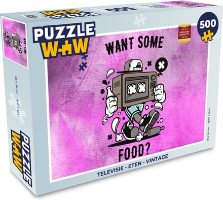 Puzzel Televisie - Eten - Vintage - Legpuzzel - Puzzel 500 stukjes