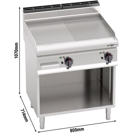 GGM Gastro Elektro Bratplatte - 9,6 kW - Glatt & Gerillt Zilver