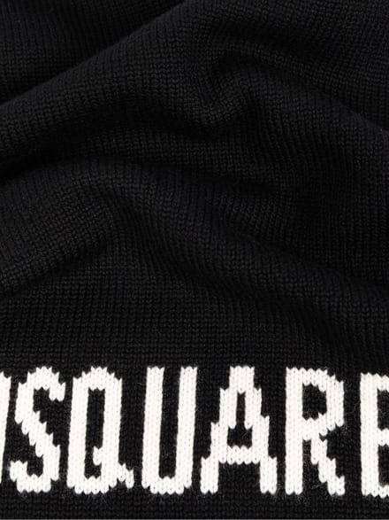 Gebreide wollen sjaal met logo-intarsia