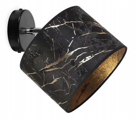 Light-Home WERONA – Hanglamp/Wandlamp – Stoffen Kap 20 cm – Zwart/Goud – Modern
