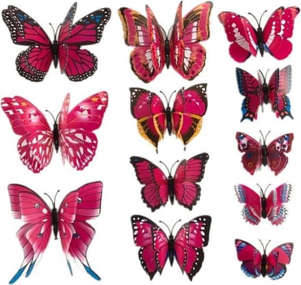 Dubbele donker roze 3D-vlinders
