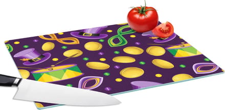 Glazen Snijplank - 39x28 - Carnaval - Feest - Paars - Patronen - Snijplanken Glas