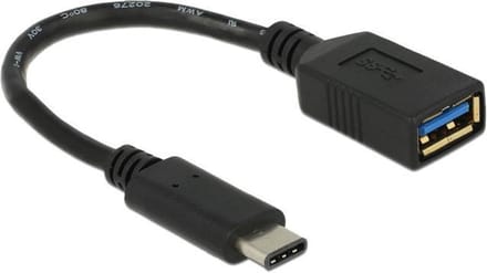 USB-C (m) - USB-A (v) (volledig bedekt) adapter - USB3.0 / zwart - 0,15 meter