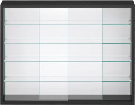 DD® Vitrinekast Hangend - Glazen Vitrinekast - Wandvitrine - 75x55x14cm - Zwart