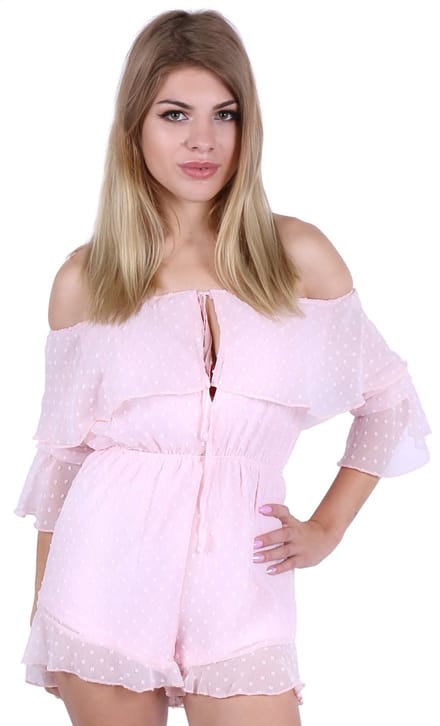 Parisian Vloeiende roze jumpsuit met lange mouwen