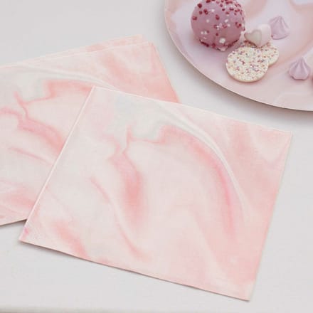Ginger Ray - Servetten - Marble Roze - 16 stuks