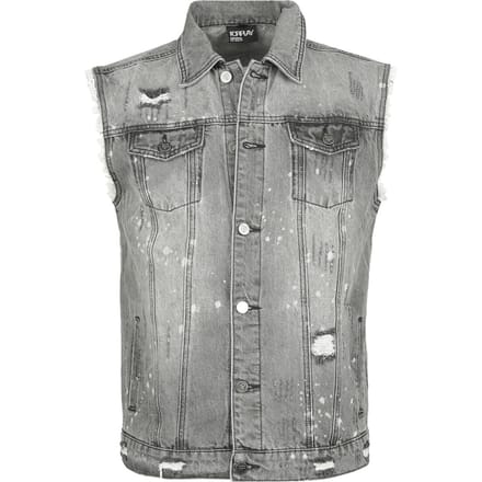 Forplay Bodywarmer - Destroyed Washed Denim Vest - S tot XXL - voor Mannen - grijs