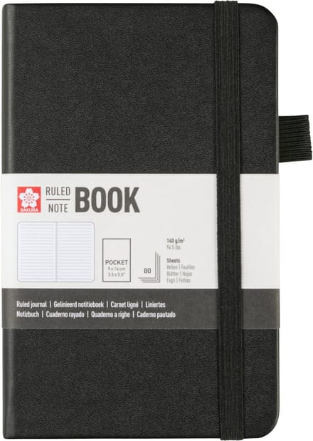 Sakura gelijnd harde kaft notitieboek pocket Zwart