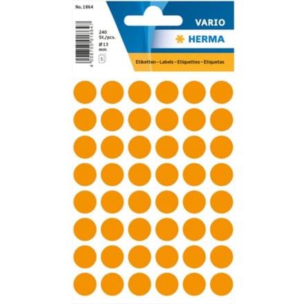 Herma 1864 Etiket Rond 12mm Fluor-Oranje - 240 Etiketten
