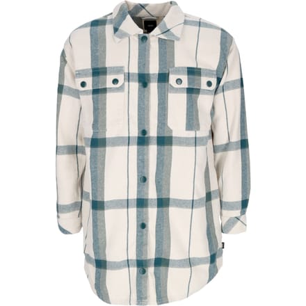 Hal Plaid Shacket wit damesshirt met lange mouwen