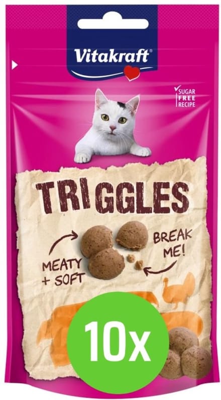 Vitakraft Kattensnack Triggles Kalkoen - 10 x 40 g