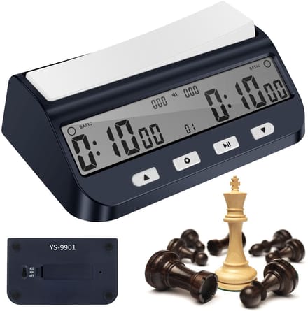 carmdering - Schaakklok - digitale schaaktimer met bonus en countdown - multifunctioneel display - geschikt voor thuis en toernooien - blauw
