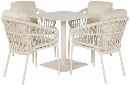 Suns Tosca Nova dining tuinset 80x80xH76,5 cm 5 delig camel sand latte