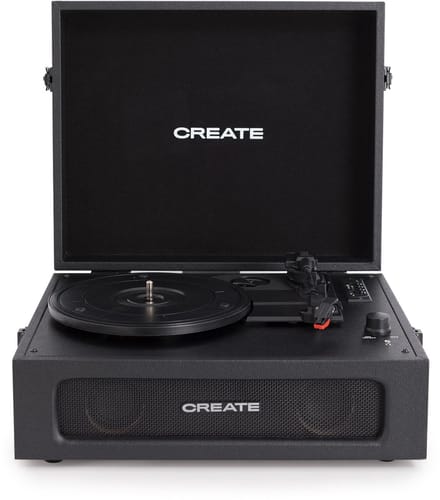 CREATE - Platenspeler Retro - Bluetooth, USB, SD, MicroSD en Mp3-recorder/speler - Zwart - RECORD PLAYER RETRO