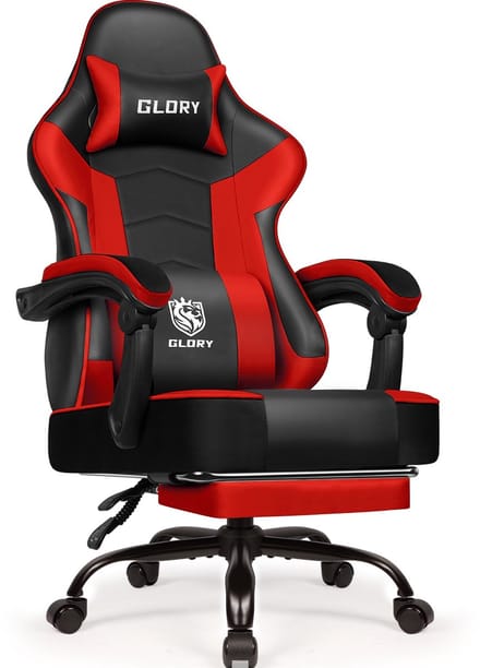 Gaming Stoel - 170° Verstelbare Rugleuning - Gaming Stoel met inklapbare Voetsteun - racerstijl - Rood