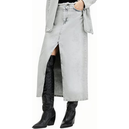 AllSaints Honor Maxi Skirt Snow Grey Größe: 10 | Jeansröcke Outlet | Damen | Grau