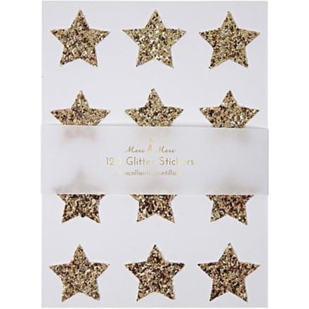 Meri meri kerst - stickers glitter sterren goud