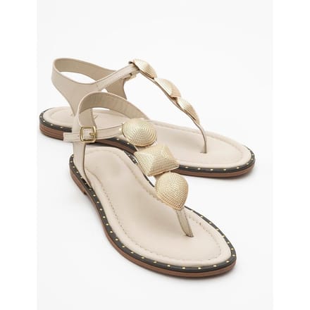 Giulia Leer Plat Sandaal (Women)