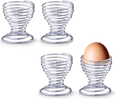 Eierdopjes - zilver - 8x stuks - Verchroomd Metaal - D5 x H5,5 cm