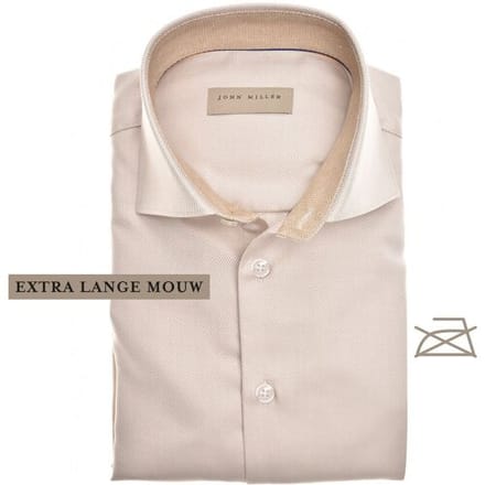 John Miller Overhemd Non-Iron Fine-Structure Collar Contrast Mouwlengte 7 Sandy / male
