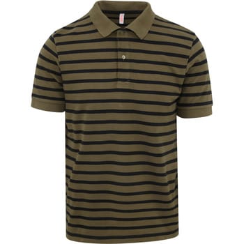 Sun68 Poloshirt Strepen Groen - Maat XXL - Heren