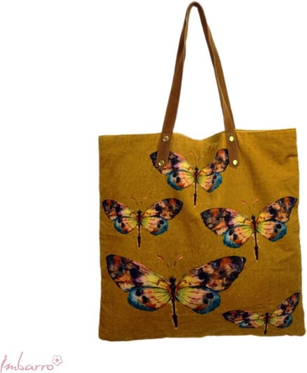 Imbarro - Tas -Shopper - Dragonfly - Libelle - Velours - 50x50cm