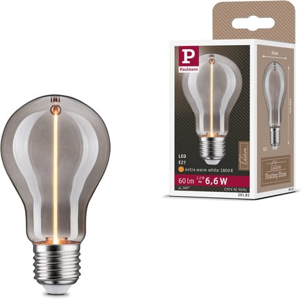 Floating Shine Standaard 230 V LED-gloeilamp E27 60lm 2,2W 1800K Rookglas