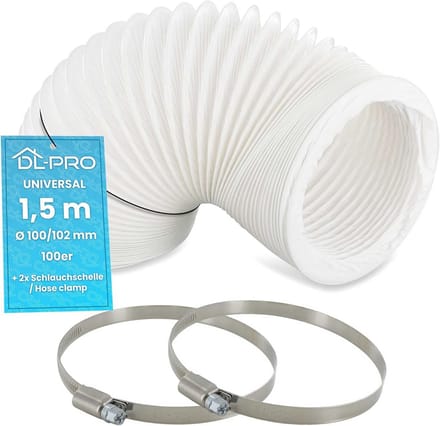Flexibele Afvoerslang 1,5 m - Ø 100/102 mm voor Airconditioning en Wasdroger