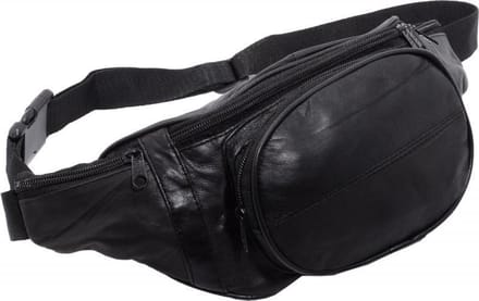 Rojafit Heuptas - Groot - 5 vakken - Zwart - Nappa Leer -Afmeting ca. 34 x 8 x 15 cm.