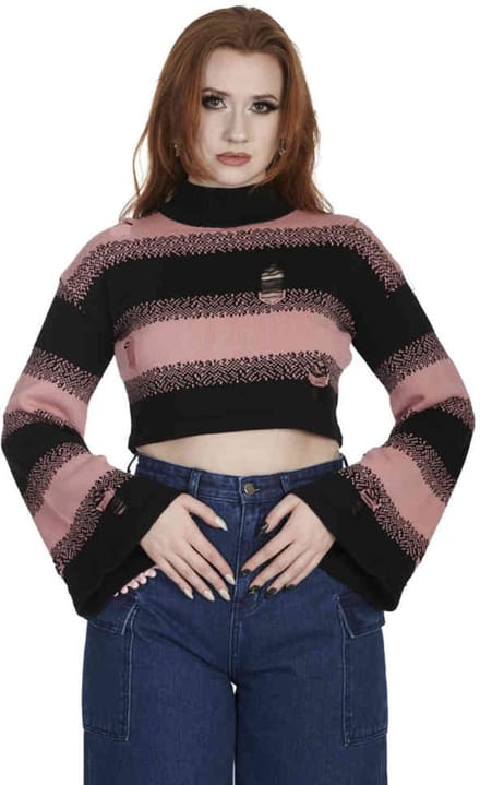 Banned - Candyfloss Gebreide trui - XL - Roze/Zwart