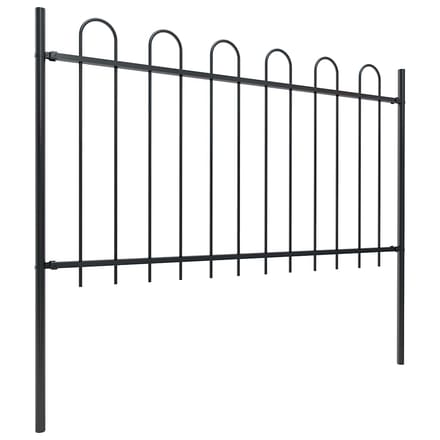 vidaXL - Tuinhek - met - ringtop - staal - 504x100 - cm - zwart