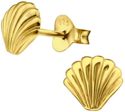 Joy|S - Zilveren schelp oorbellen - 8 x 7 mm - gold plated