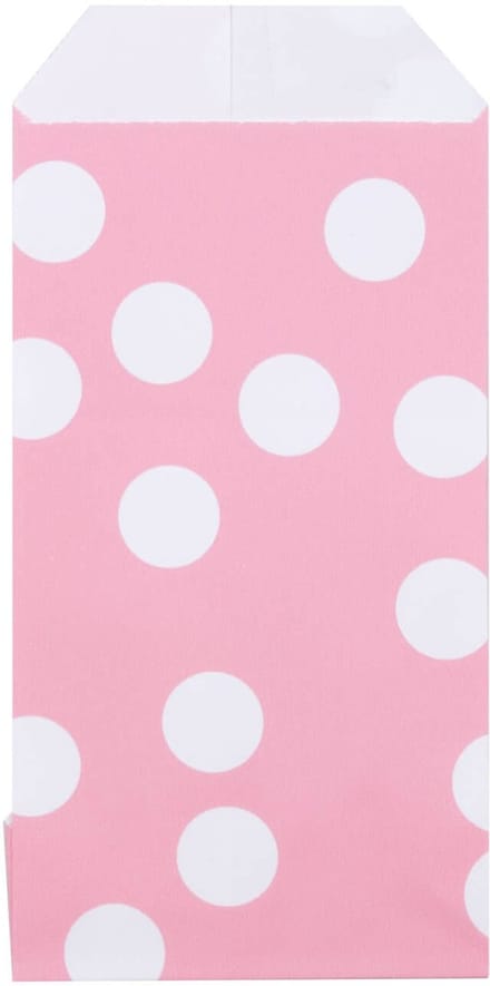 200x Papieren Zakjes Dots Roze 7x13cm