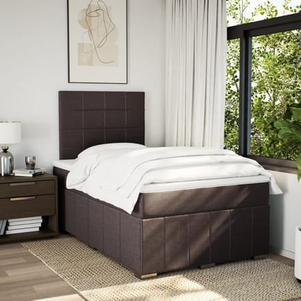 vidaXL - Boxspring - met - matras - stof - donkerbruin - 120x200 - cm