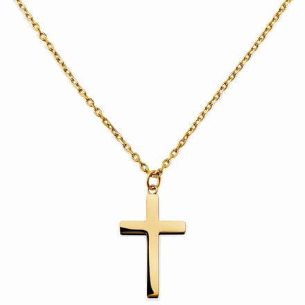 New Classics | 2 mm goudkleurige roestvrijstalen ketting met kruishanger