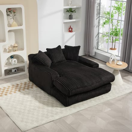 Moderne Cloud Couch - Corduroy Lounge Fauteuil Met 3 Zachte Kussens - Zwart