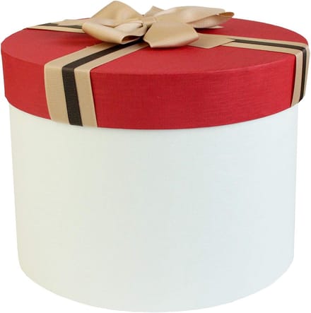 Ronde geschenkdoos met deksel en gestreept lint 28x20,5 cm