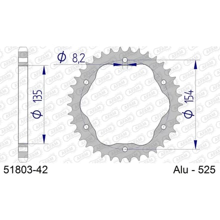 Aluminium tandwiel achter Afam 525 42 dents