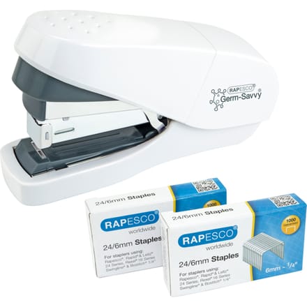 Nietmachine Rapesco Germ-Savvy ECO Less Effort Flat Clinch antibacterieel 24/6mm wit