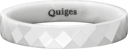 Quiges Stapelring Dames - Vulring Facet - Keramiek Wit - Maat 22 - Hoogte 4mm